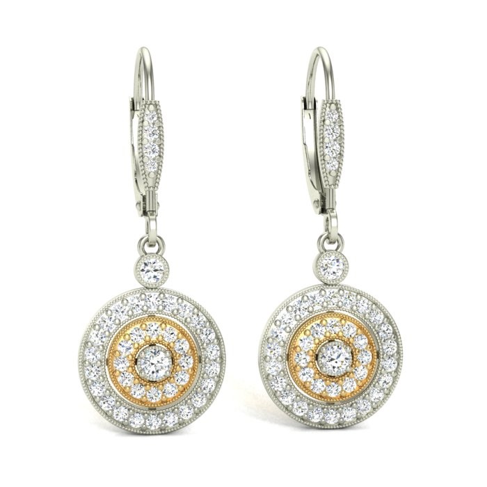 14K TWO-TONE MILGRAIN CIRCLE DROPS